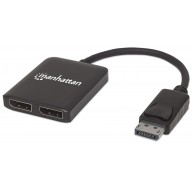 Manhattan DisplayPort 1.2 kuni 2-Port DisplayPort 1.2 jaotushub, MST, 4K@30Hz, USB-A toitega, video seina funktsioon, must, MST 