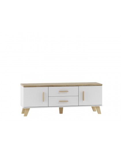 Cama RTV stand LOTTA 140cm white + sonoma oak