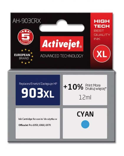 Activejet AH-903CRX Ink (replacement for HP 903XL T6M03AE Premium 12 ml cyan)