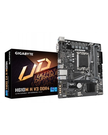 GIGABYTE H610M H V3 DDR4 Motherboard - Supports Intel Core 14th CPUs, 4+1+1 Hybrid Phases Digital VRM, up to 3200MHz DDR4, 1xPCI