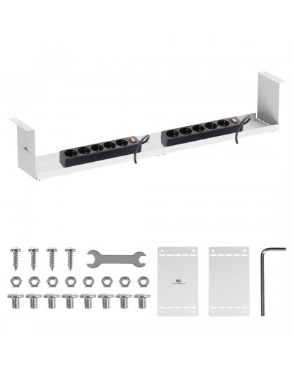 Maclean compact under-desk cable organizer, max load 5kg, white, MC-107 W