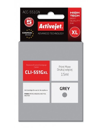 Activejet ACC-551GN Ink (replacement for Canon CLI-551G Supreme 15 ml gray)