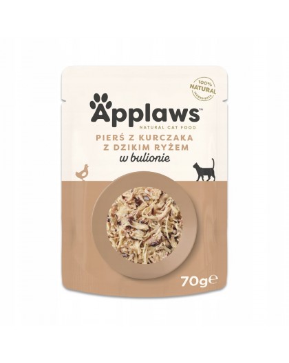 APPLAWS Chicken breast with wild rice in broth - wet cat food - 70g