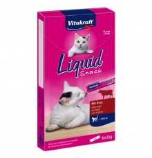 VITAKRAFT Cat Liquid-Snack with beef - cat treats - 6 x 15g