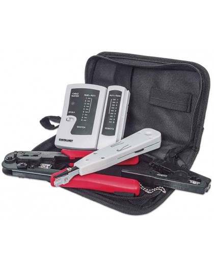 Intellinet 4-Piece Network Tool Kit, 4 Tool Network Kit Composed of LAN Tester, LSA punch down tool, Crimping Tool and Cut and S