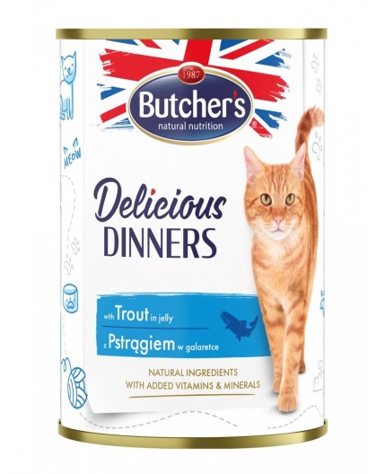 BUTCHER'S Delicious Dinners Pieces with trout in jelly - wet cat food - 400g