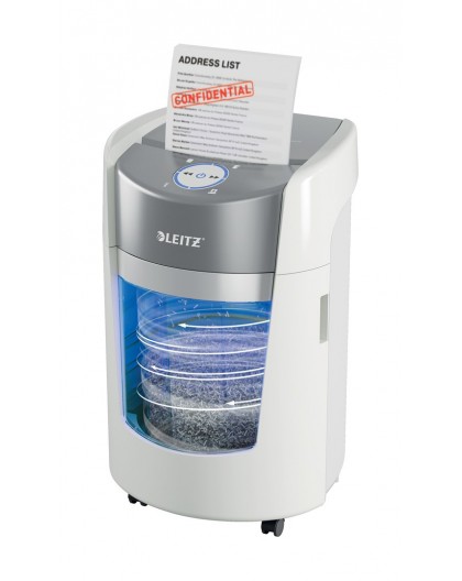 Leitz IQ OptiMax Small Office 350 Micro Cut Paper Shredder Security P5 22L - White