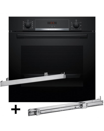 BOSCH HBA514BB3 oven + BOSCH HEZ538000 single-level telescopic runners
