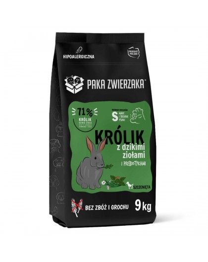 PAKA ZWIERZAKA Puppy Rabbit with wild herbs S - dry dog food - 9kg