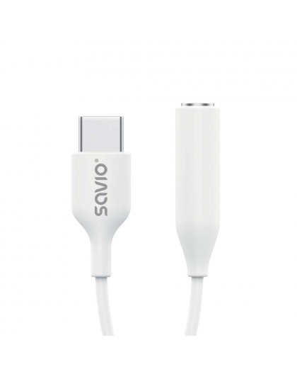 USB Type 3.1 C (M) – Jack 3.5mm (F) Audio adapter White SAVIO AK-52