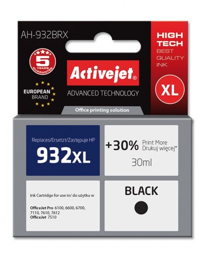 Activejet AH-932BRX Ink (replacement for HP 932XL CN053AE Premium 30 ml black)