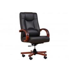 LEADER leather armchair black