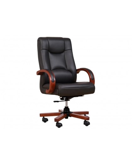 LEADER leather armchair black