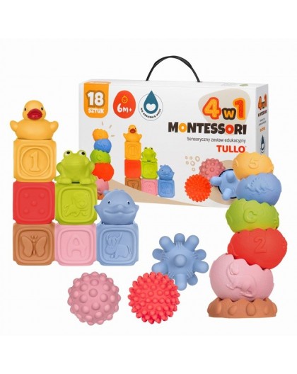 Tullo Sensory blocks – Montessori educational set, 18 pieces