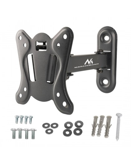 Maclean MC-416 TV Monitor Wall Mount 13"-32" 30kg Tilt Rotate max. VESA 100x100 Black Powder Coating LED OLED LCD Universal Brac
