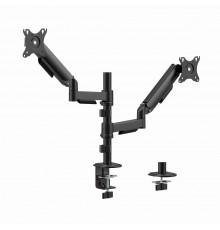 Gembird MA-DA2P-02 Adjustable desk 2-display mounting arm, 17”-32”, black