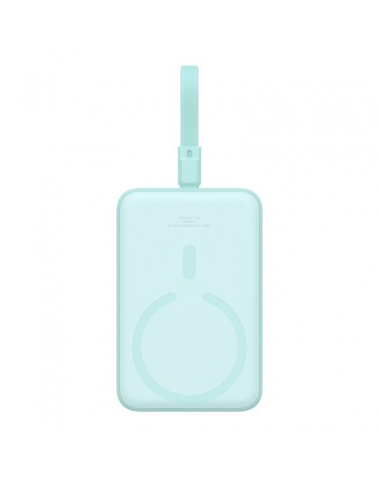 Baseus Magnetic Mini - 10,000mAh 20W USB-C power bank with MagSafe wireless charging and Lightning cable (mint blue)
