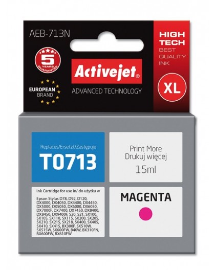 Activejet AEB-713N Ink (replacement for Epson T0713, T0893, T1003 Supreme 15 ml magenta)