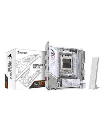 GIGABYTE X870I AORUS PRO ICE Motherboard - Supports AMD Ryzen 9000 Series CPUs, 8+2+1 phases VRM, up to 8400MHz DDR5 (OC), 1xPCI