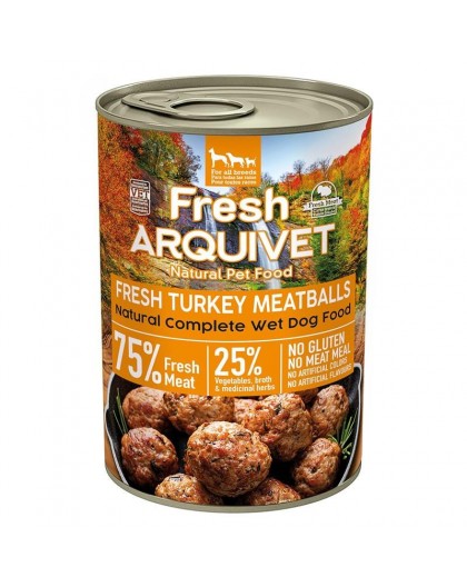 ARQUIVET Fresh Turkey Meatballs - wet dog food - 400g
