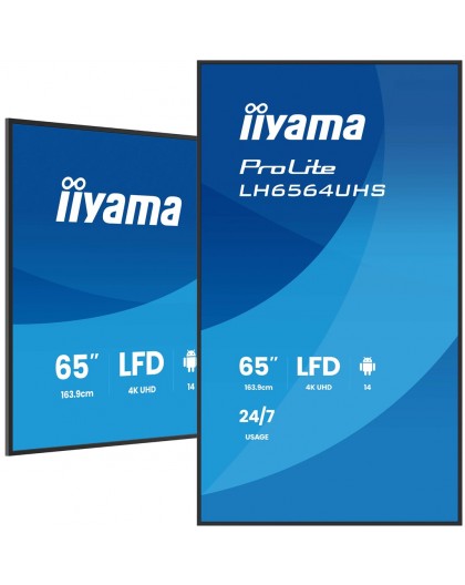iiyama 65" 4K UHD Most powerful professional digital signage display with advanced control and connectivity options