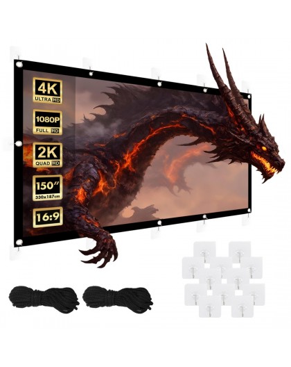 Maclean projection screen, 150", 330x187cm, 25mm 16:9 border, tension hooks, MC-167