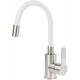 Washbasin mixer with curved spout