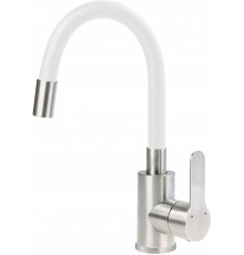 Washbasin mixer with curved spout
