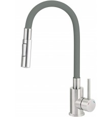 Kitchen faucet with bent spout - 2 types of spray