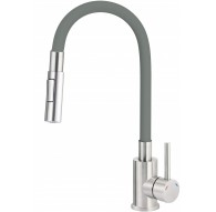 Kitchen faucet with bent spout - 2 types of spray