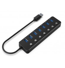 Gembird UHB-U3P7P-01 7-port USB 3.1 (Gen 1) hub with switches, black