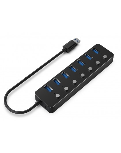 Gembird UHB-U3P7P-01 7-port USB 3.1 (Gen 1) hub with switches, black