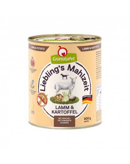 GRANATAPET Liebling's Mahlzeit Lamb and potato - wet dog food - 800g