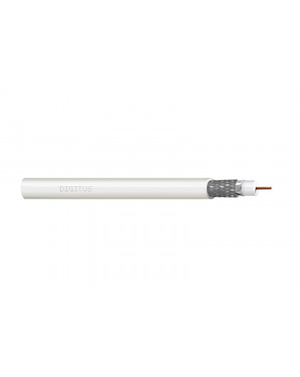 Coaxial cable DIGITUS RG-6, 75 Ohm, shield (2x foil + 77% braid), Eca, PVC, 100m, white