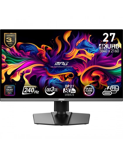 MSI MPG 272URXDE QD-OLED computer monitor 67.3 cm (26.5") 3840 x 2160 pixels 4K Ultra HD Black