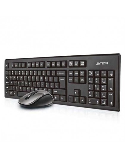 Клавиатура A4Tech 7100N для настольного компьютера, мышь в комплекте, беспроводная RF, QWERTY, английская раскладка, черная.