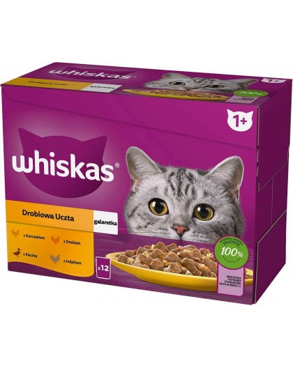 WHISKAS sachet jelly poultry, duck, turkey, chicken - wet cat food - 12x85 g