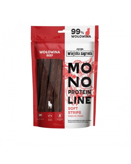 WIEJSKA ZAGRODA Monoprotein line Soft strips Beef - dog treat - 100g