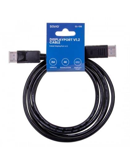 Savio CL-136 DisplayPort cable 2 m Black
