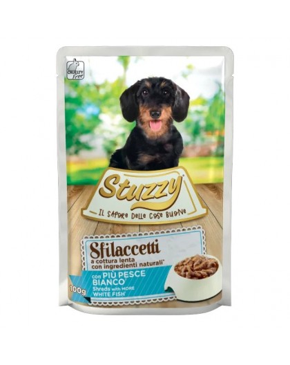 STUZZY Sfilaccetti with white fish meat - wet dog food - 100g