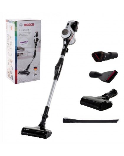 Bosch BBS711W stick vacuum/electric broom Bagless 0.3 L Black, Stainless steel, White