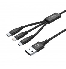 UNITEK C14049BK USB cable 1.2 m USB 2.0 USB C Micro-USB B/Lightning Black