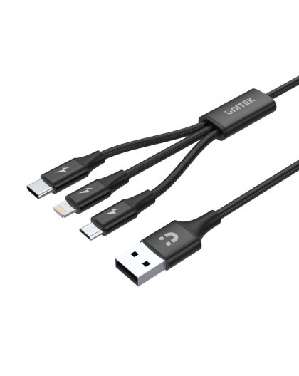 UNITEK C14049BK USB cable 1.2 m USB 2.0 USB C Micro-USB B/Lightning Black