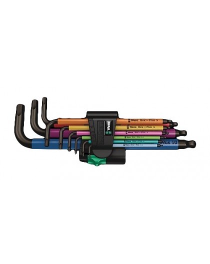 Wera 950 Spkl9 Hex-plus Hex Key Set L-shaped hex key set Metric/imperial 9 pc(s)