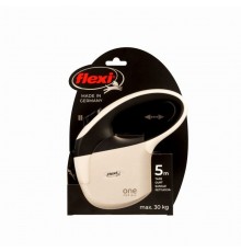 FLEXI One for All S white - black - automatic dog leash for dogs up to 30kg - 5m