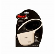 FLEXI One for All S white - black - automatic dog leash for dogs up to 30kg - 5m