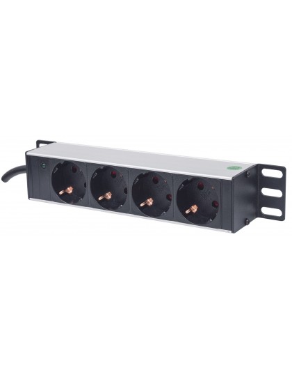 Intellinet 10" 1U Rackmount 4-Output Power Distribution Unit (PDU) EU CEE 7/3 Outlets, With Power Indicator, No Surge Protection
