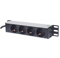Intellinet 10" 1U Rackmount 4-Output Power Distribution Unit (PDU) EU CEE 7/3 Outlets, With Power Indicator, No Surge Protection
