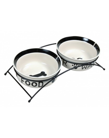 TRIXIE 24641 A set of ceramic bowls on a stand 0.6 l