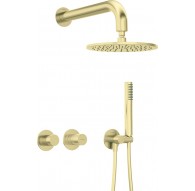 Concealed shower set with shower head and horizontal tap
